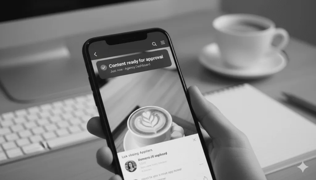 generated image october 08, 2025 12 28pm Fast-paced content creation workspace showing quick turnaround on social media projects